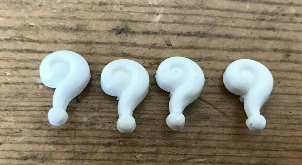 Vintage Set Lot 4 60s 70s Riddler Question Mark Mod White Plastic Buttons 2.5cm